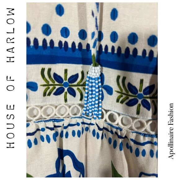 HOUSE OF HARLOW 1960 FLIGHT OF MACAW MAXI DRESS IVORY COMBO MEDIUM NWT - Picture 6 of 6